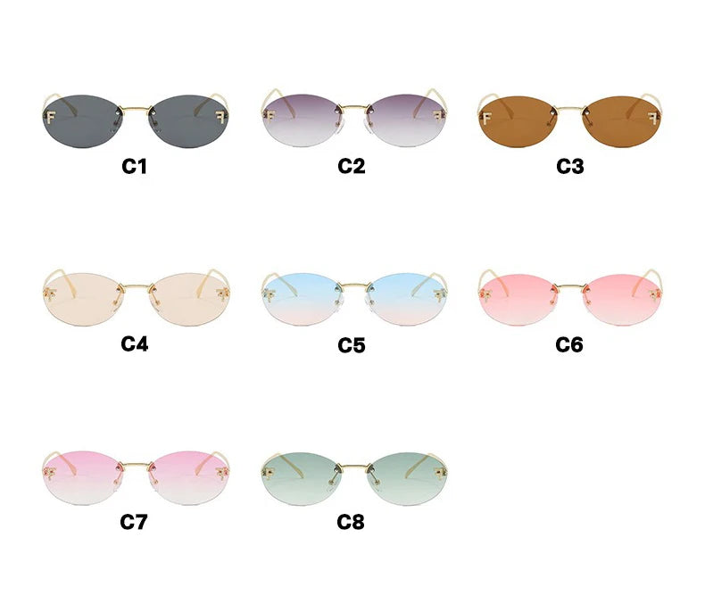Rimless Oval Sunglasses for Women – Elegant Gradient Lenses