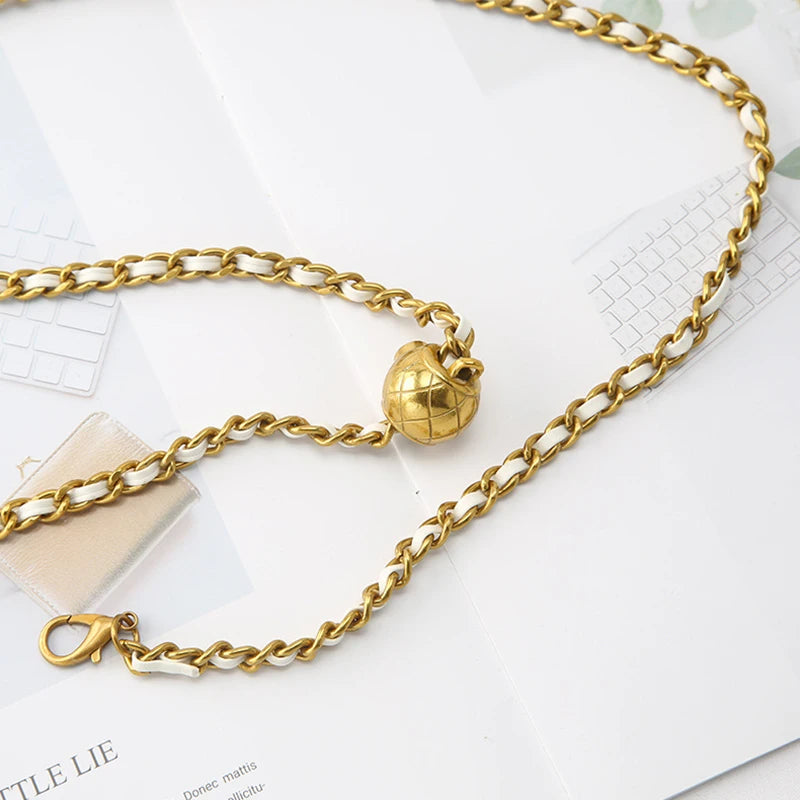 Women's Braided Chain Belt with Gold Accent – Adjustable Waist Chain