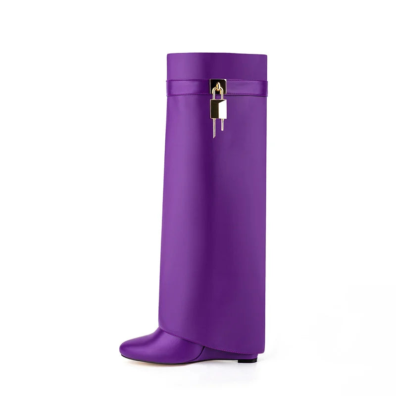 Padlock Knee-High Boots - Fashion Statement Footwear