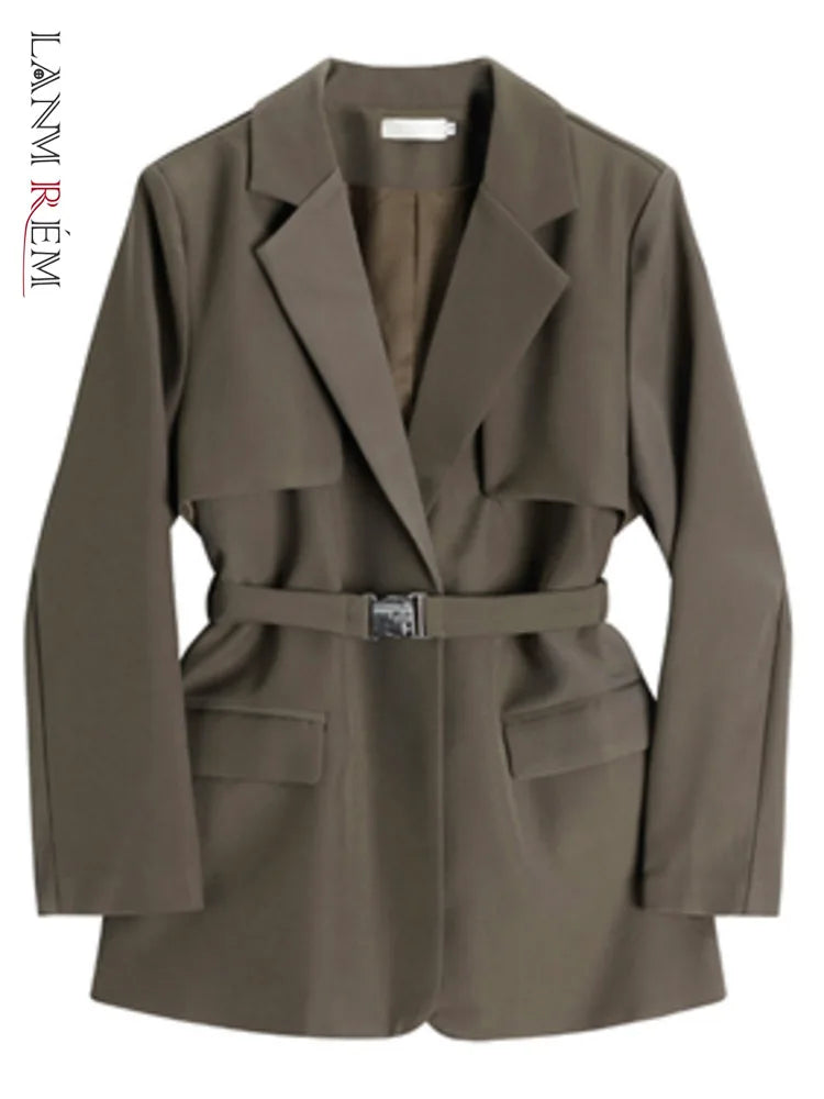 Women's Belted Utility Blazer Jacket – Long Sleeve Trench Coat