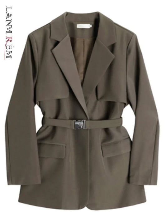 Women's Belted Utility Blazer Jacket – Long Sleeve Trench Coat