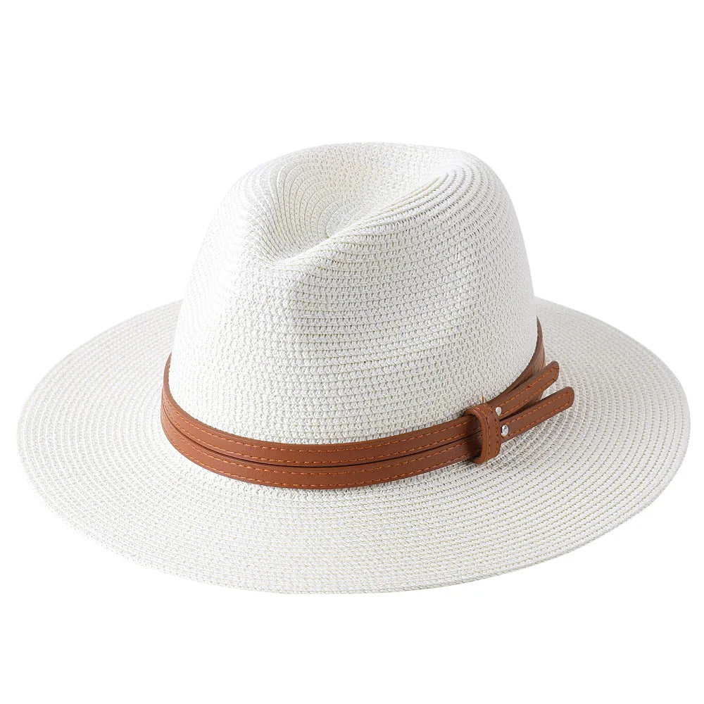 Wide Brim Straw Fedora Hat for Women – Classic Summer Beach Hat