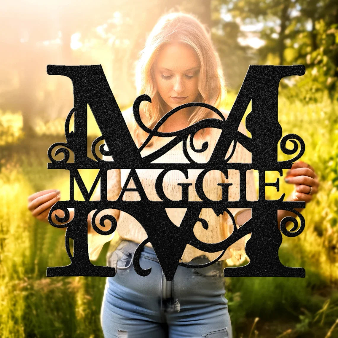 Personalized Custom Name 26 Letters Metal Wall Art Decoration Cutout