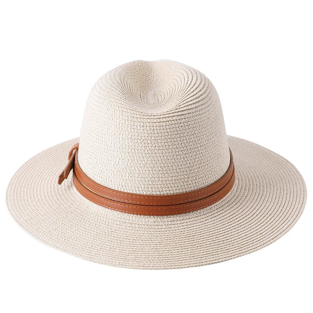Wide Brim Straw Fedora Hat for Women – Classic Summer Beach Hat