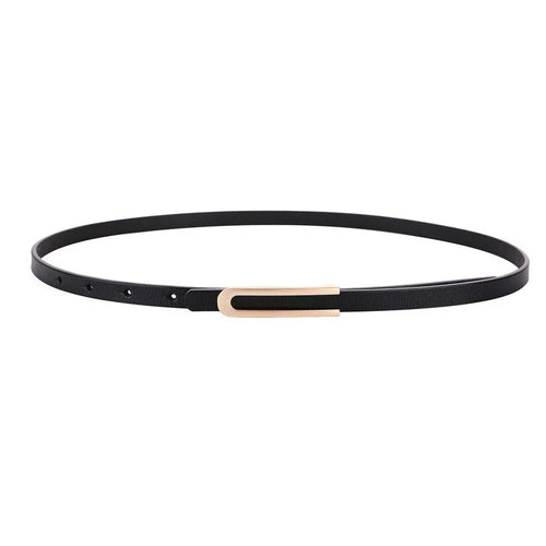 Women's Slim Leather Belt with Elegant Minimalist Buckle