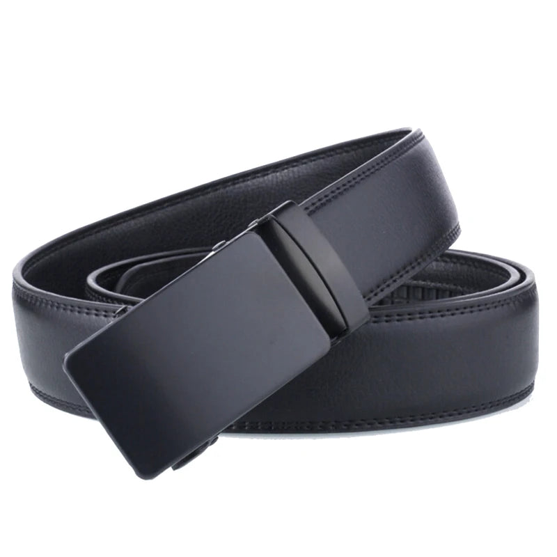 Men's Genuine Leather Ratchet Belt with Automatic Buckle