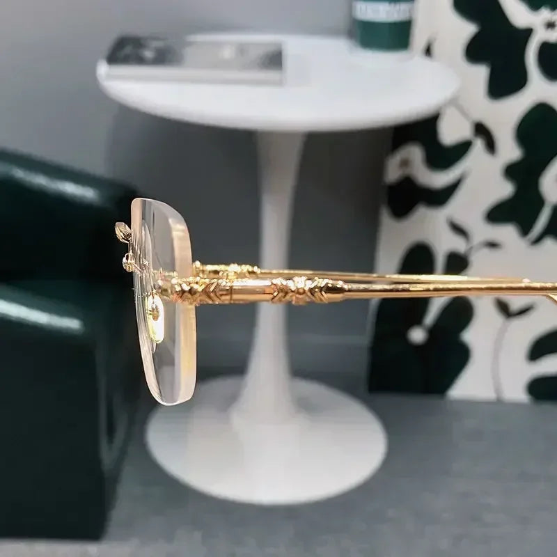 Rimless Rectangle Glasses for Women – Elegant Clear Lens Eyewear