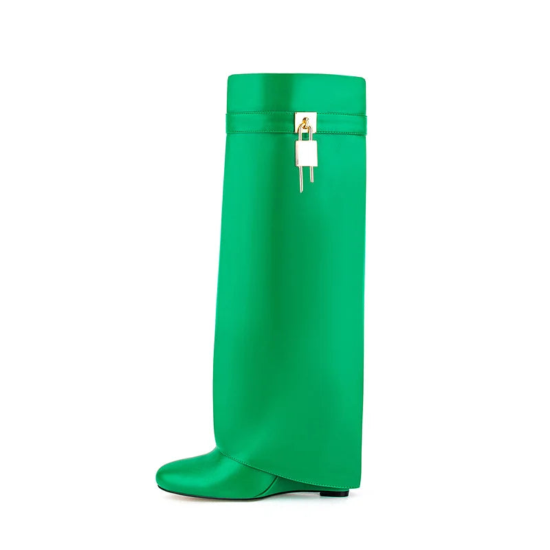 Padlock Knee-High Boots - Fashion Statement Footwear
