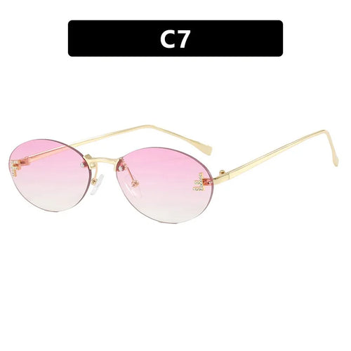 Rimless Oval Sunglasses for Women – Elegant Gradient Lenses