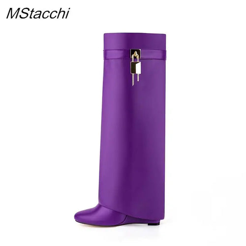 Padlock Knee-High Boots - Fashion Statement Footwear