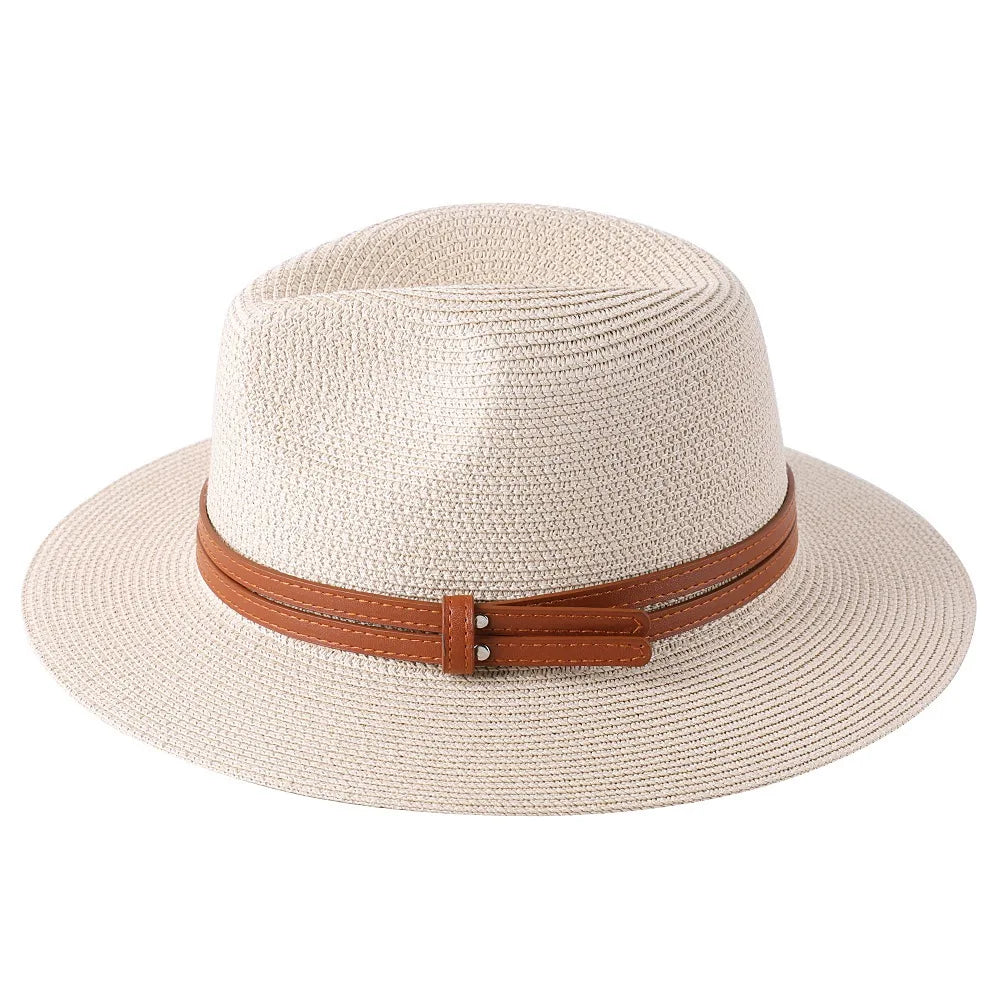 Wide Brim Straw Fedora Hat for Women – Classic Summer Beach Hat
