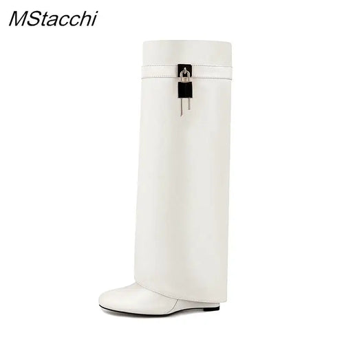 Padlock Knee-High Boots - Fashion Statement Footwear