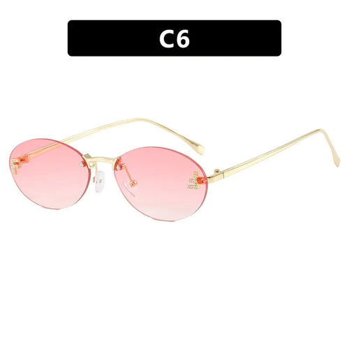 Rimless Oval Sunglasses for Women – Elegant Gradient Lenses