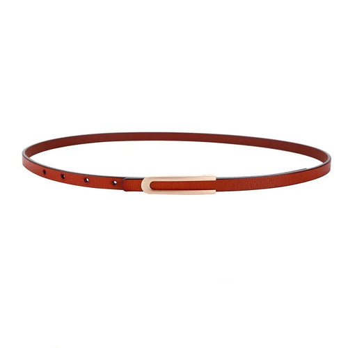 Women's Slim Leather Belt with Elegant Minimalist Buckle