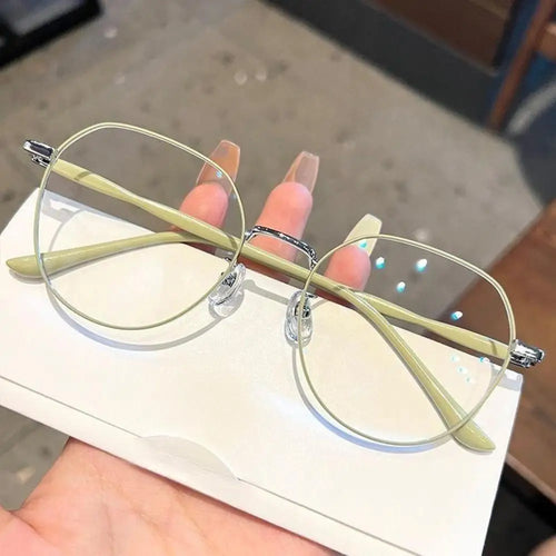 Round Metal Frame Glasses for Women - Retro Clear Lens Eyewear