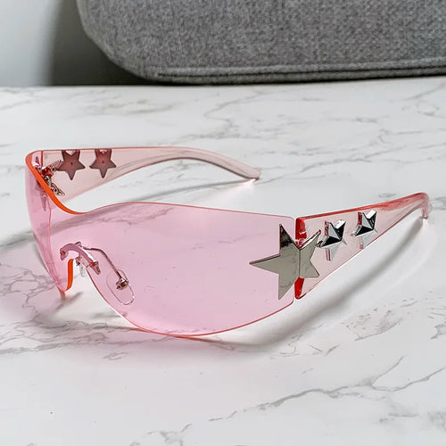 Futuristic Star-Studded Shield Sunglasses for Women - Y2K Glasses