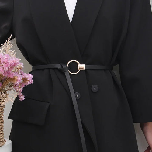 Women's Minimalist Faux Leather Waist Belt with Elegant Bow Knot