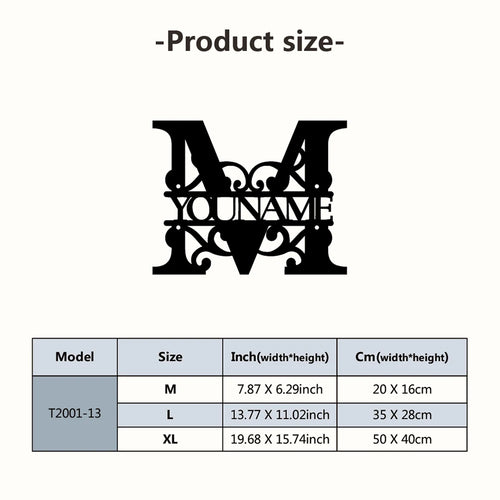 Personalized Custom Name 26 Letters Metal Wall Art Decoration Cutout