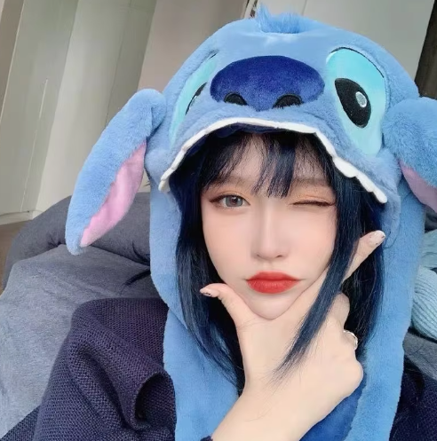 Plush Blue Character Hat with Moving Ears – Fun and Cozy Unisex Winter Hat