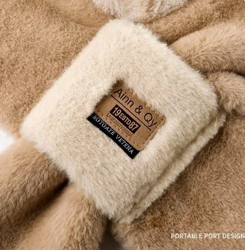 Adorable Cat Ear Hooded Scarf – Plush Winter Hat with Scarf for Women