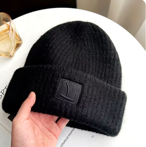 Trendy Knit Beanie with Embroidered Logo – Soft Winter Hat for Women and Men