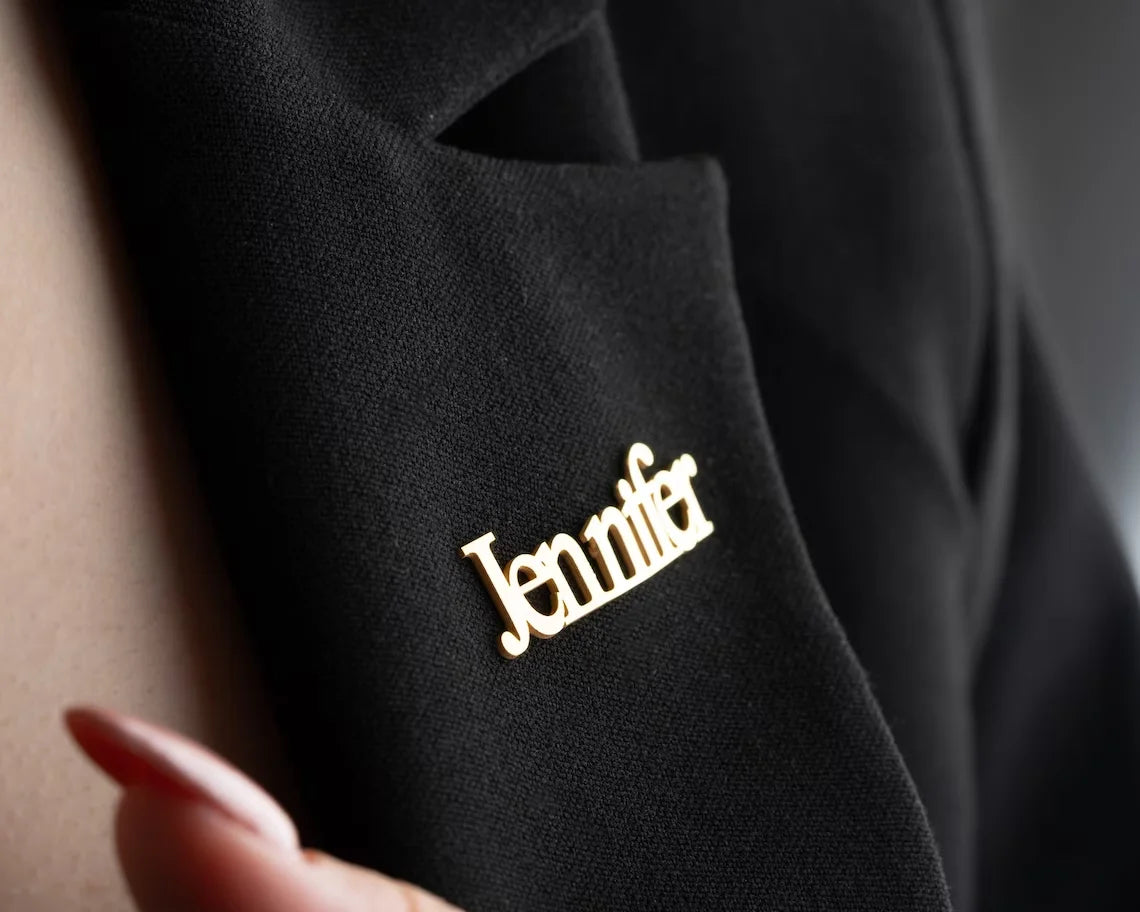 Personalized Nameplate Brooch Custom Unisex Jacket Badge with Name