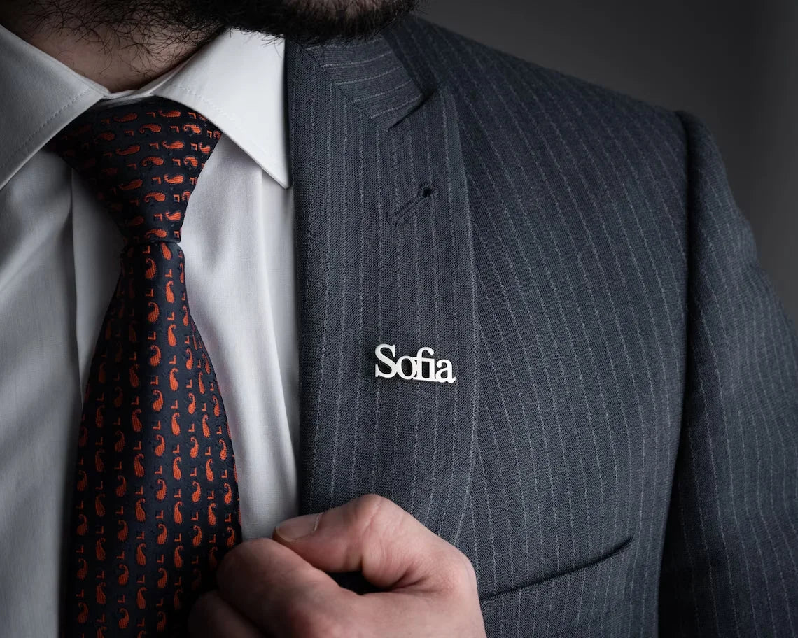 Personalized Nameplate Brooch Custom Unisex Jacket Badge with Name