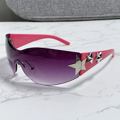 Futuristic Star-Studded Shield Sunglasses for Women - Y2K Glasses