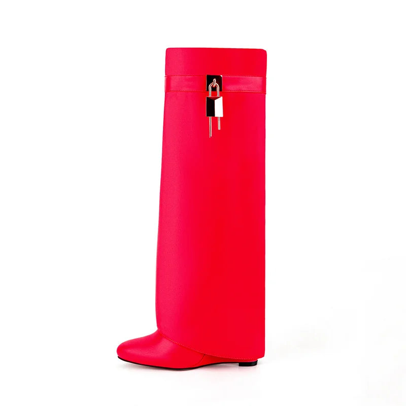 Padlock Knee-High Boots - Fashion Statement Footwear