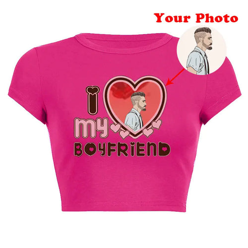 I Love Heart My Boyfriend crop top for women Logo/Pic Custom