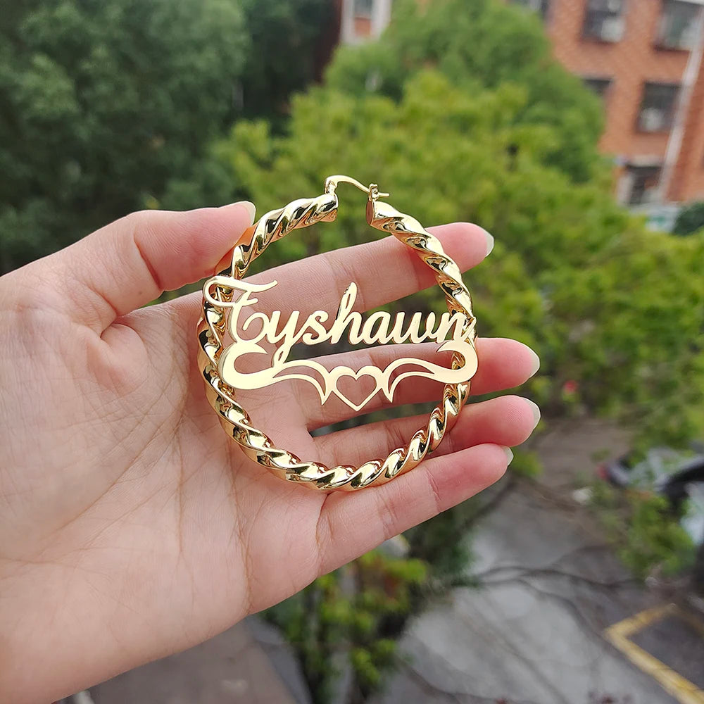 DODOAI New Custom Twist Hoop Earrings For Women, Bold Rope Earrings