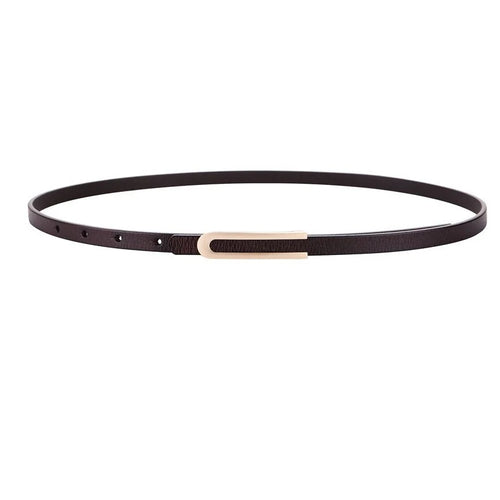 Women's Slim Leather Belt with Elegant Minimalist Buckle