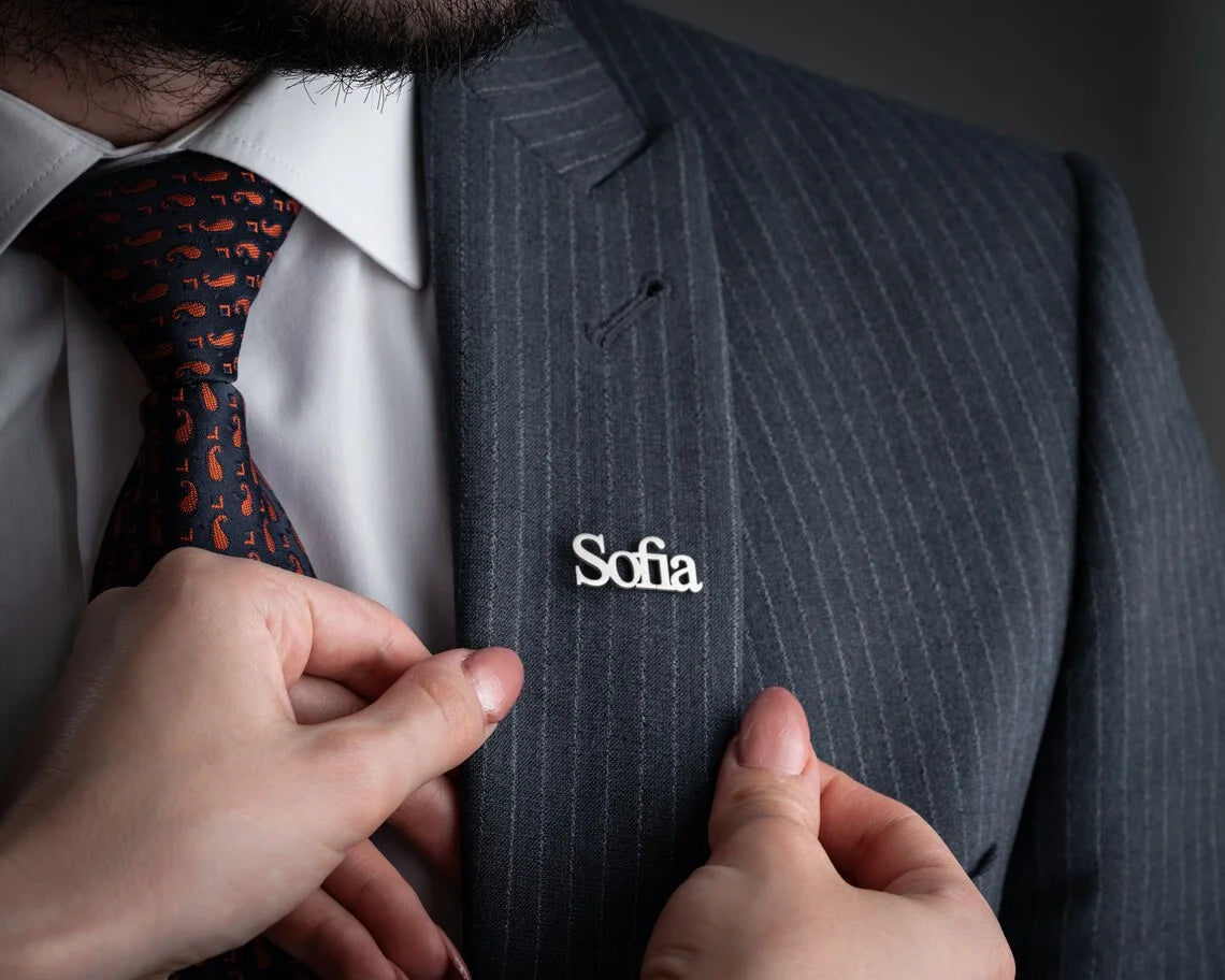 Personalized Nameplate Brooch Custom Unisex Jacket Badge with Name