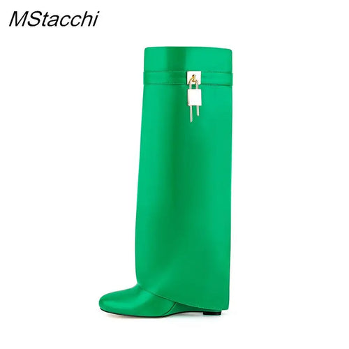 Padlock Knee-High Boots - Fashion Statement Footwear