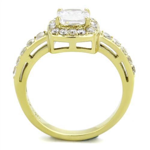 Women's Gold-Plated Cushion Cut Ring with Halo and Cubic Zirconia