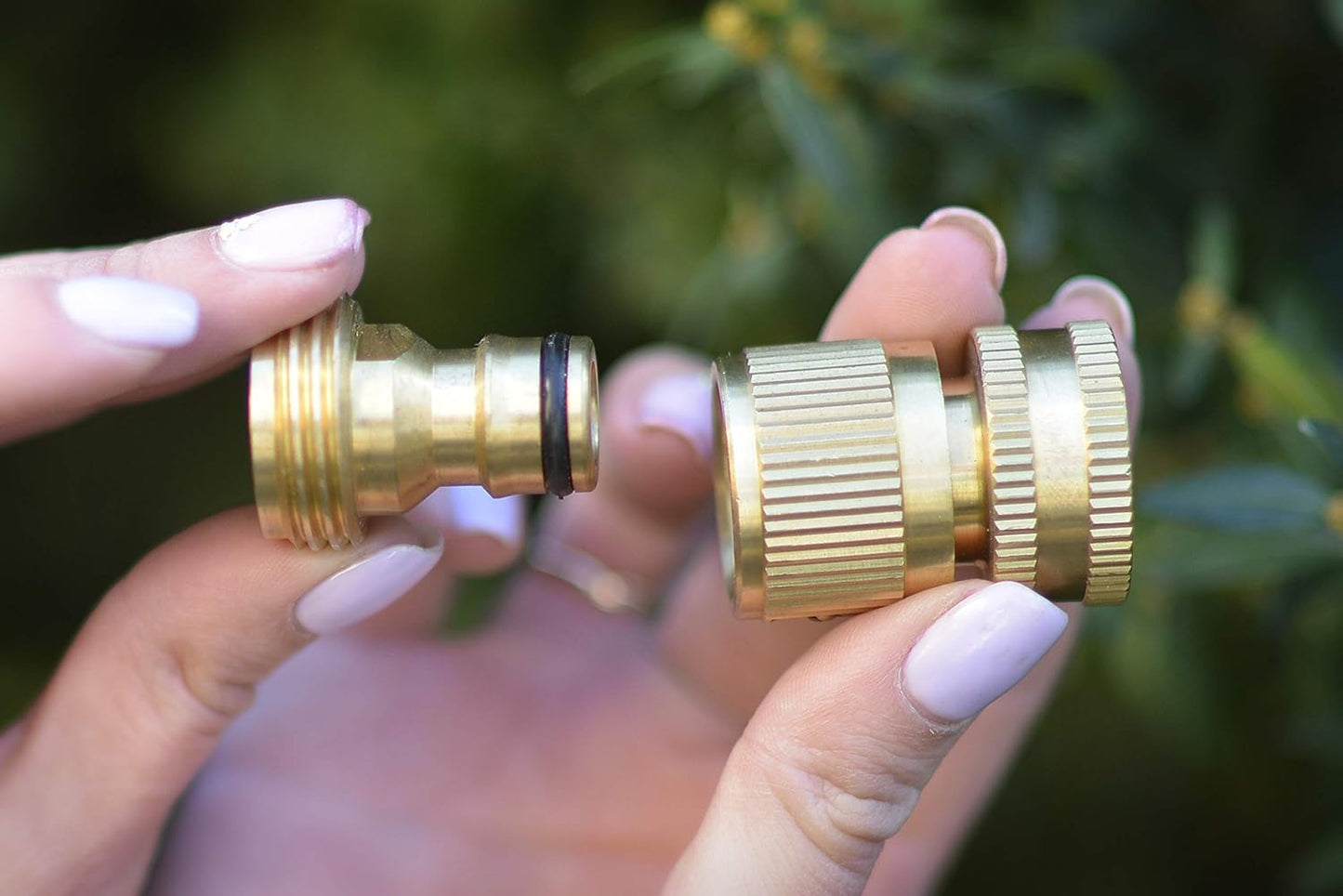 Garden Hose Quick Connector Set Solid Brass 3/4 Inch GHT Water Fitings Thread Easy Connect No-Leak Male Female Value (10, Internal Thread Quick Connector) IQC-10