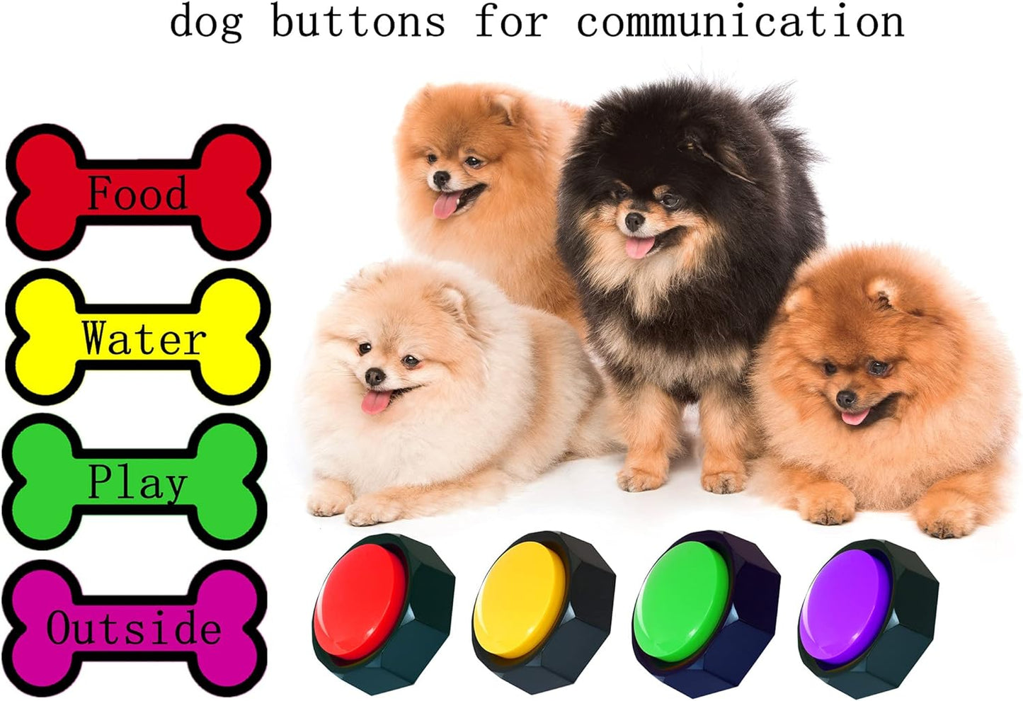Set of 4 Dog Buttons,Including 2 Mats, Training Guide and Pre-Installed Battery. Dog Voice Training Buzzer ,Recordable Button ,Train Your Dog to Make the Sound They Want (Battery Included)
