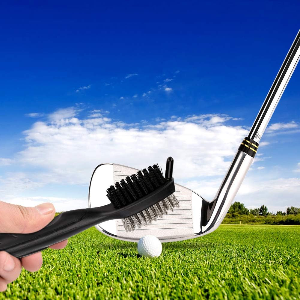 Golf Towel with Carabiner and Golf Club Brush Groove Cleaner Set, Microfiber Waffle-Weave Towel and Brush Tool Kit with Club Groove Cleaner