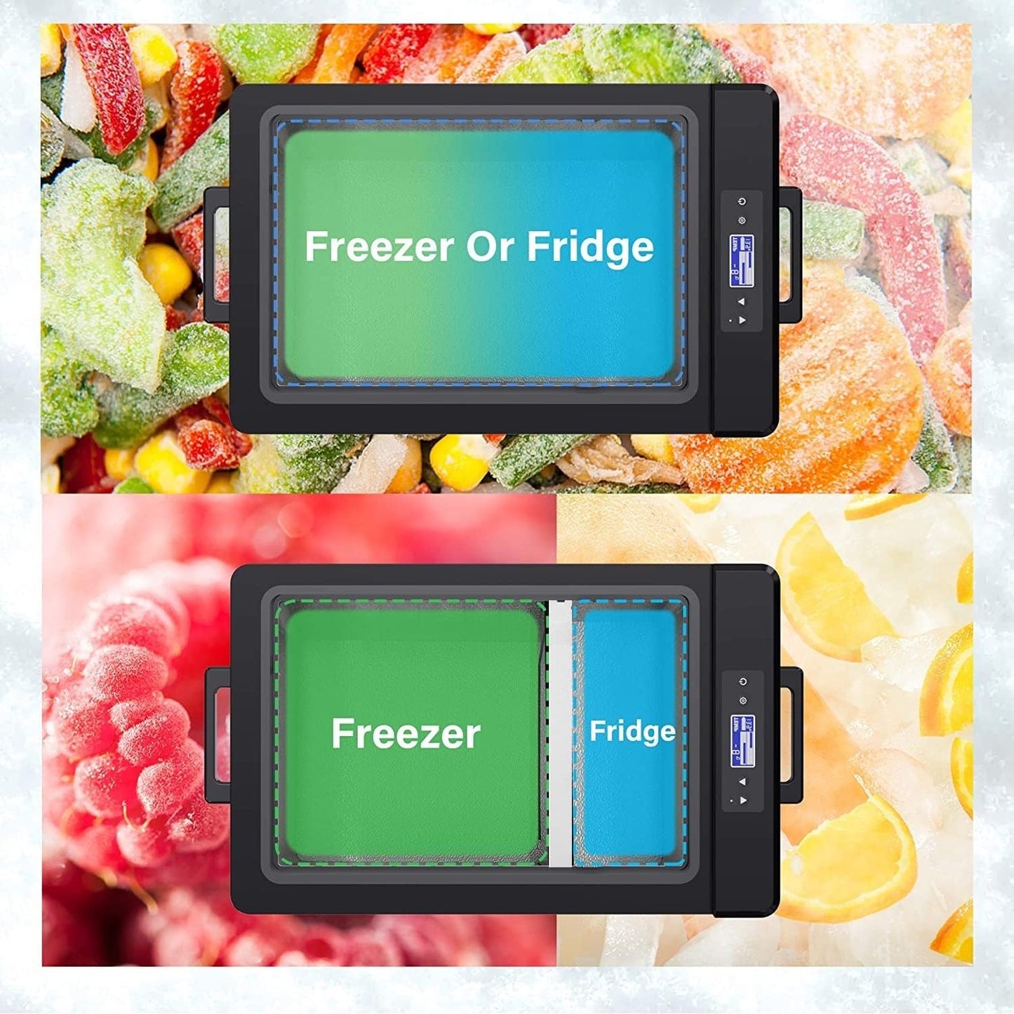 Portable Refrigerator 42Qt, Dual Zone 12V Car Refrigerator, Carbon Steel Shell Car Freezer, Compressor Cooler for Car Truck Vehicle RV Boat Outdoor & Home Use(-4℉-68℉)