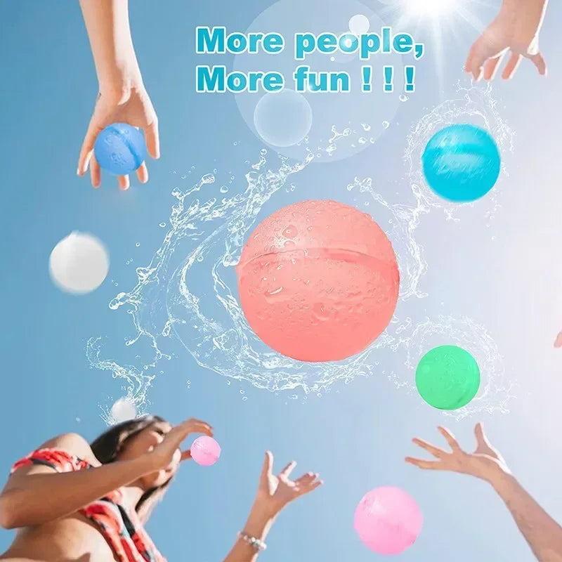 Reusable Water Bomb Splash Balls for Kids, Refillable Water Balloon, Quick Fill, Self Sealing, Swimming Pool