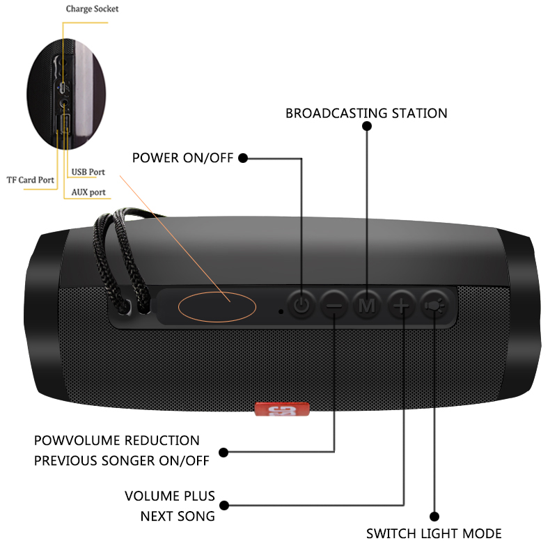 Portable Bluetooth Speaker with LED Light Show