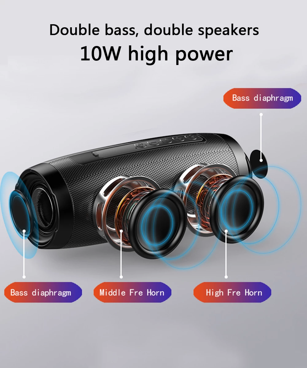 Portable Bluetooth Speaker with LED Light Show