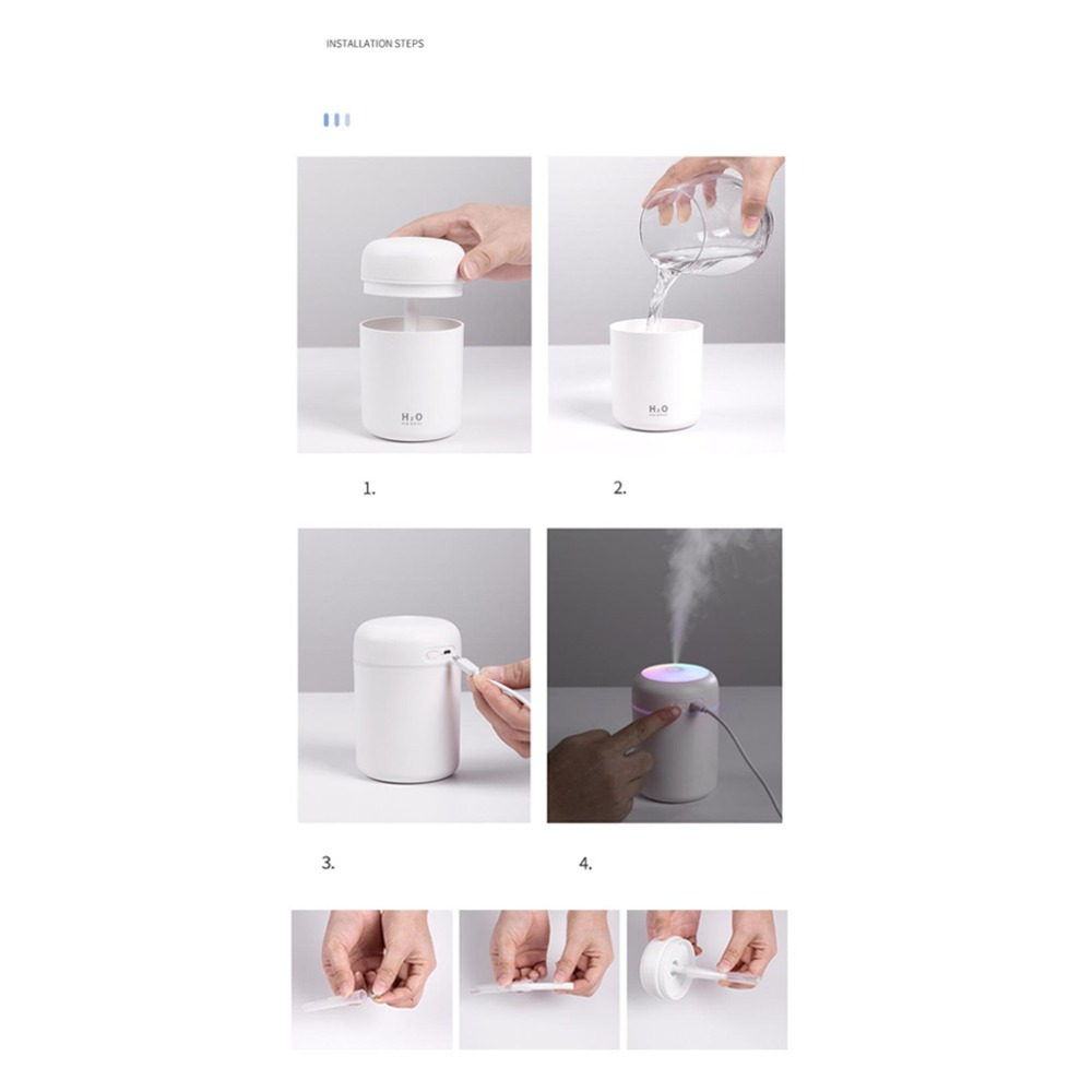 Portable H2O Ultrasonic Humidifier with Colorful LED Lights