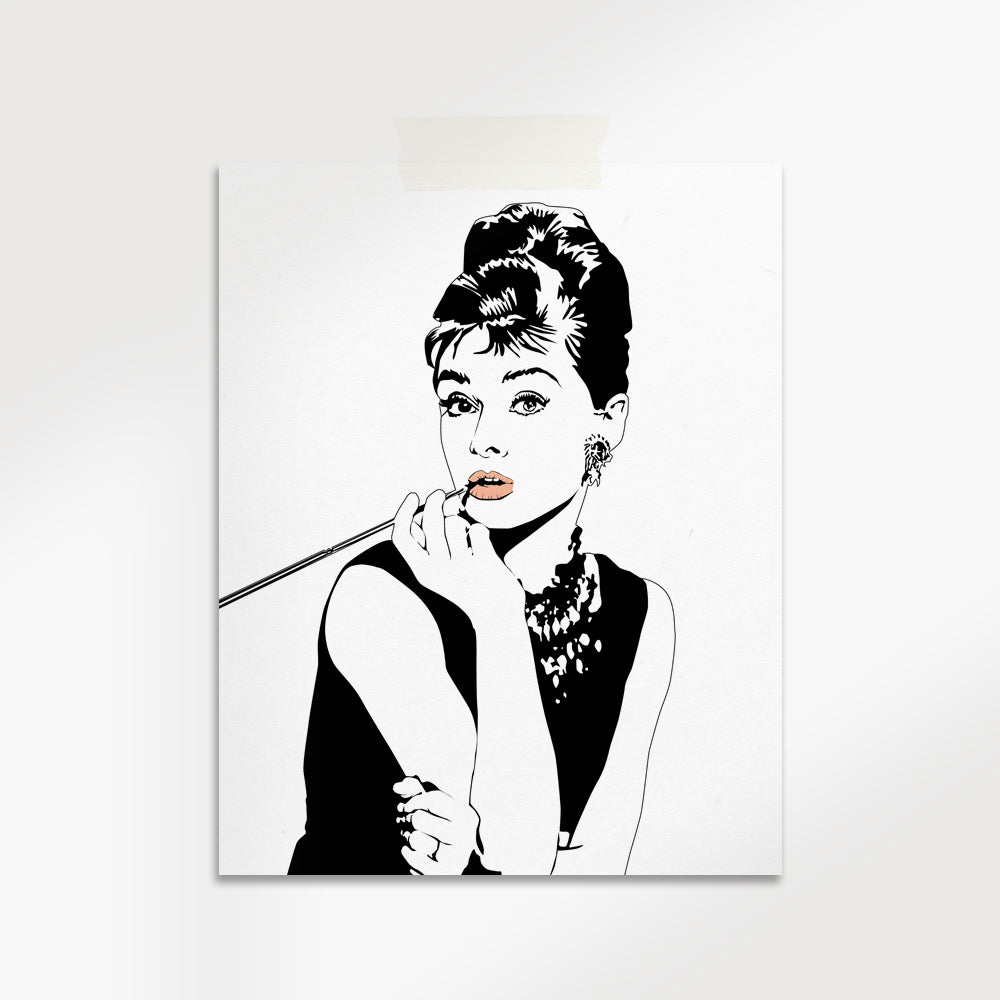 Audrey Hepburn Classic Art Print | Iconic Black & White Wall Decor