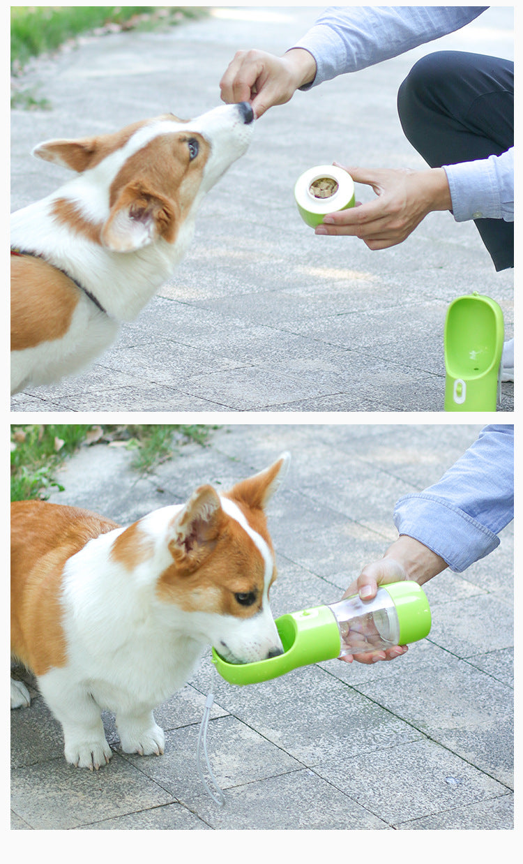 Portable Dog & Cat Water or Food Bottle with Built-In Dispenser