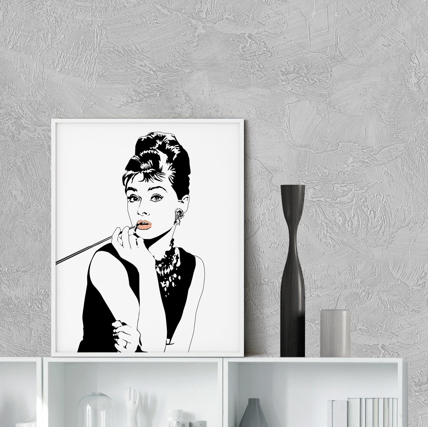 Audrey Hepburn Classic Art Print | Iconic Black & White Wall Decor