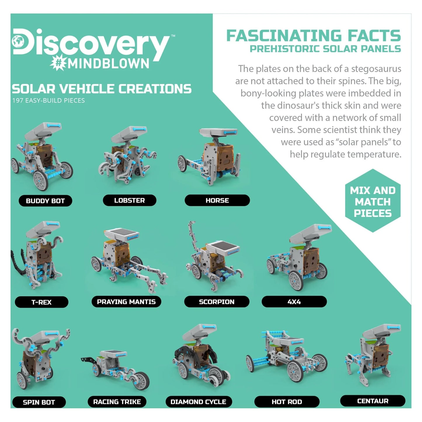 (2 Pack)  STEM 12-In-1 Solar Robot Creation 190-Piece Kit, Kids & Teens