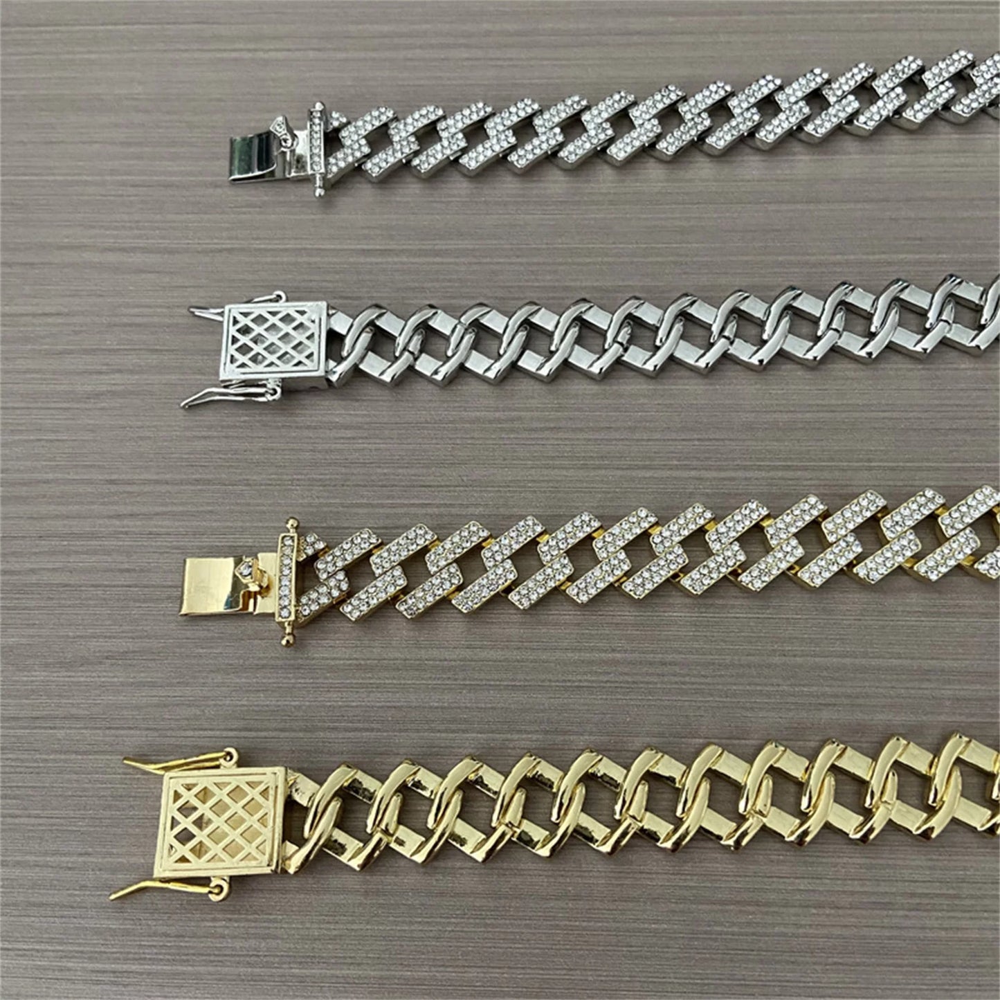 2 Pieces Cuban Link Chain Necklace and Bracelet Hip Hop Jewelry for Men and Women,24In