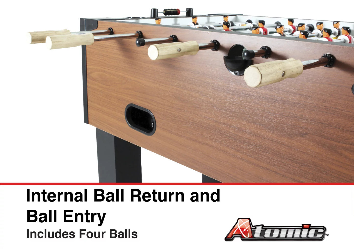 Gladiator 56" Foosball Table with Internal Ball Return System and Ball Entry and Integrated Cup Holders