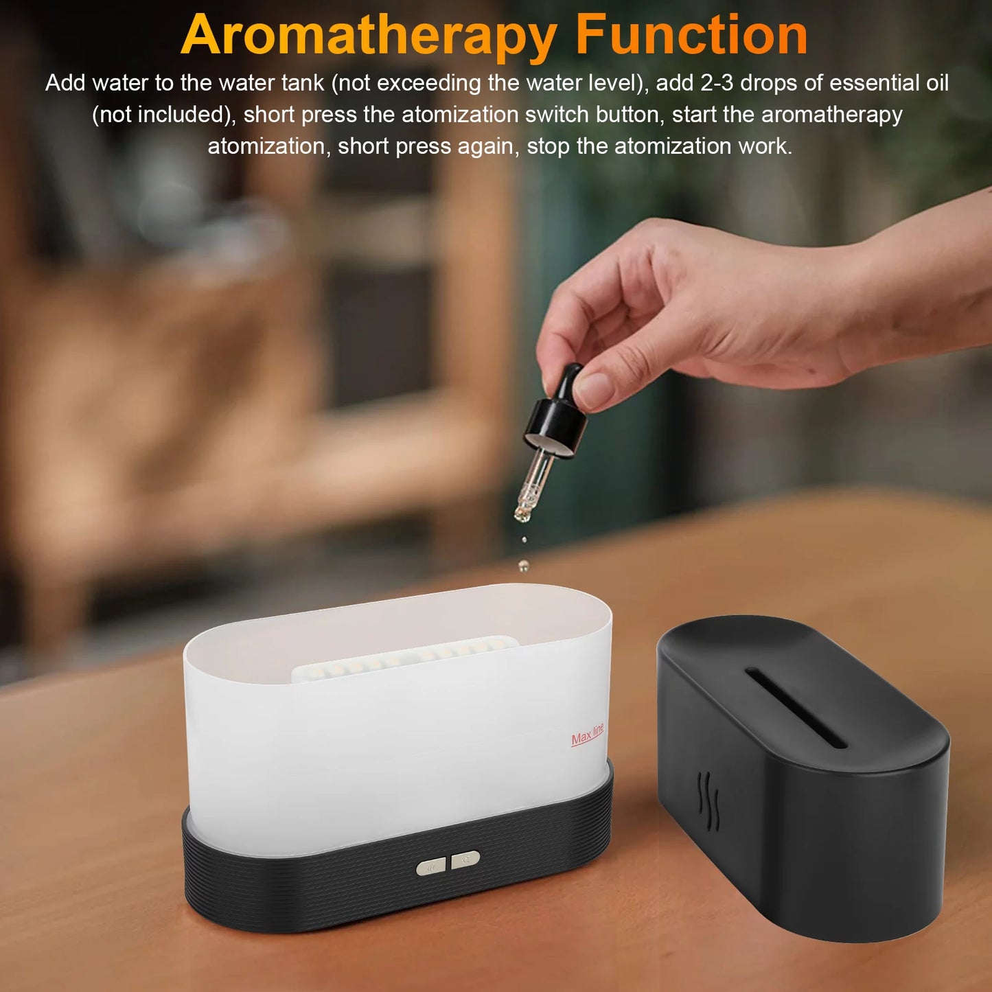 180Ml Air Diffuse Essential Oil Humidifier, Aroma Mist Diffuser with Fire 7 Color Change LED Light for Office Room